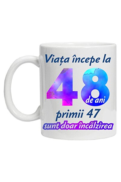 CRD PRINT Personalized mug 'Life begins at', 48 years, CRD PRINT, 330ml, white