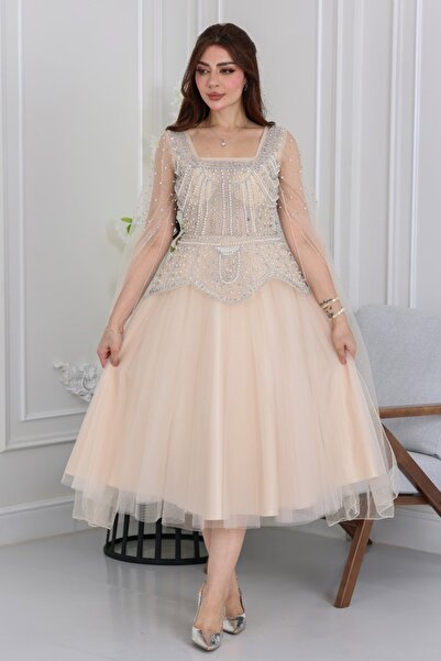 modern designer فستان ميدي شك منفوش