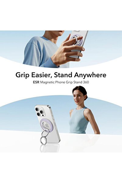 ESR Flexible phone holder, 360° magnetic ring HaloLock, lilac