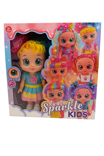 BaoBao Păpușă Sparkle Kids cu ochi SD mari și funcție muzicală, model colorat, 3+ ani