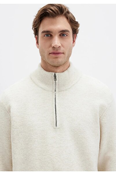 Mavi M0710380 Half Zip Pullover Half Zipper Men's Sweatshirt Beige