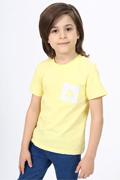 Toontoy Boys' Printed Crew Neck Short Sleeve T-Shirt - Pocket Detail