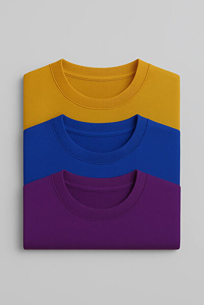 COMBİNE MİCHAİL Men's Casual Basic Crew Neck 3-Piece Sweater