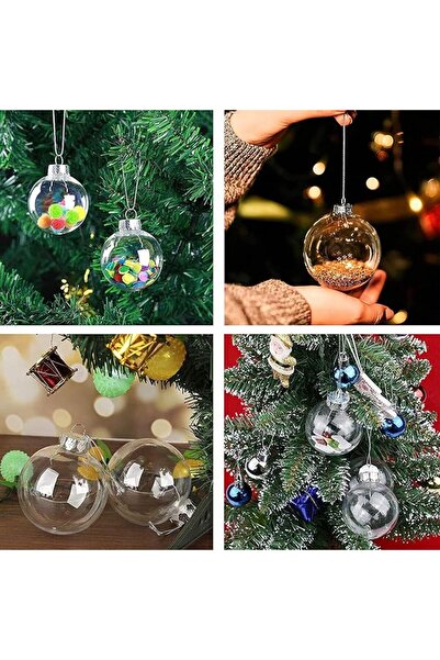 Generic 12 Pcs Clear Plastic Fillable Ornament Balls,2.36Inch Christmas DIY Baubles for Christmas, Halloween