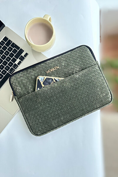 worken 11/12 Inch Tablet Case Nubuck, Waterproof, Shockproof, with Pocket, Zipper, Dark Green
