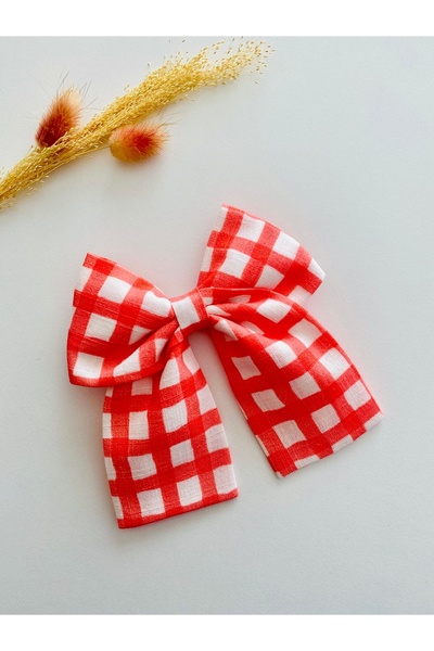 seyranat Дівчача-доросла червона картата шпилька з кліпсою та якісною бантиком