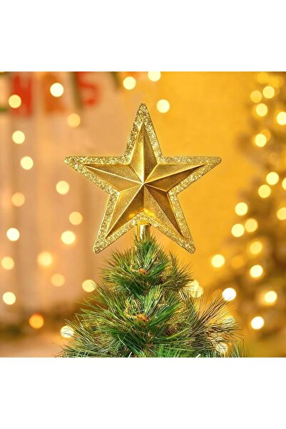 Generic Christmas Tree Topper Golden Glittered Star Tree Topper,Xmas Tree Topper Star for Xmas Decorations O