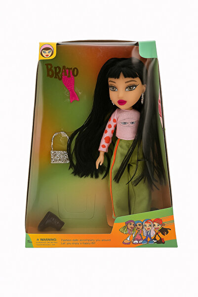 BaoBao Brato Fashion doll with pink blouse, green pants and long black hair, ...