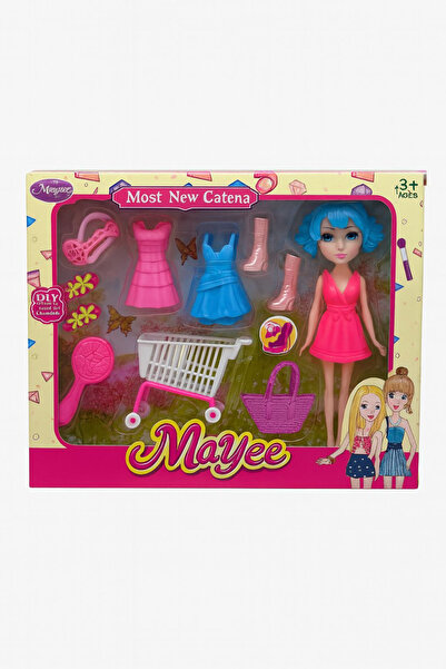 Mayee Păpușă cu haine, pantofi și accesorii – Set de modă cu cărucior de cump...