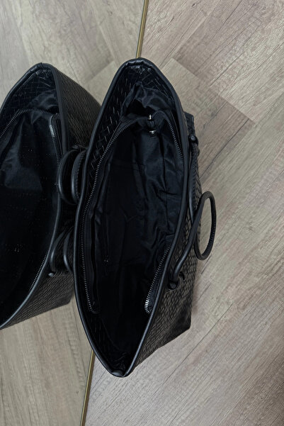 LEONAS Knitted Detailed Women's Tote Bag Larissa St0039 Black