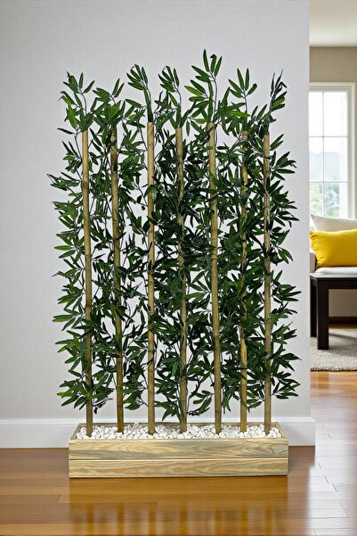 Fupe Shop Yapay Çiçek Kalın Bambu Çubuk Ahşap Saksı Doğal Naturel Renk Sepera...