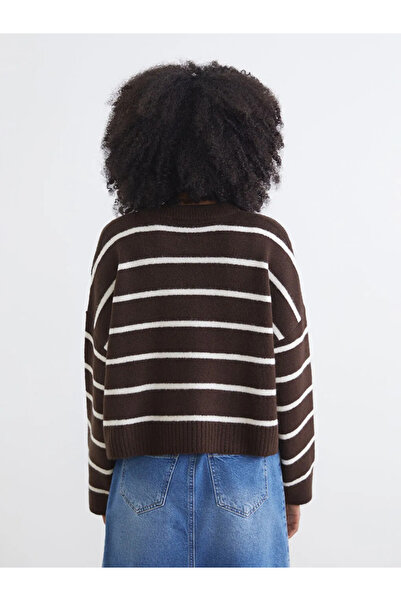 LC Waikiki Crew Neck Striped Oversize Women's Knitwear Sweater