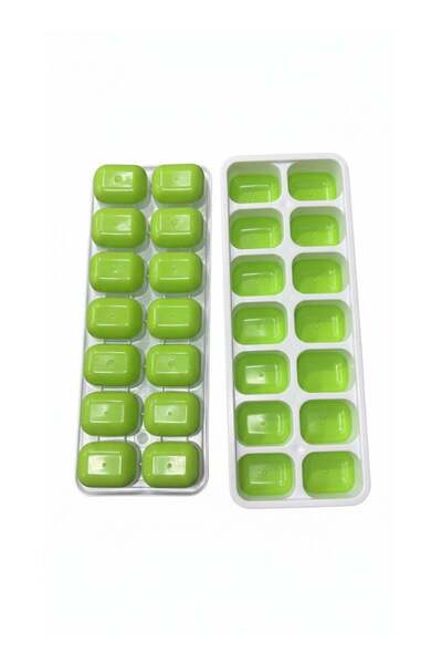 Roomlyne Silicone Ice Cube Trays with Lids - GREEN (Set of 2)