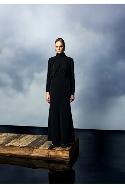 KAMEYA Backless Draped Long Black Dress