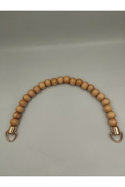 Zeyora Ahşap Boncuklı Çanta Sapı (17 CM),Çanta Aksesuarı,Aparatlı Çanta Sapı