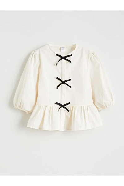 LC Waikiki Crew Neck Bow Detailed Baby Girl Shirt