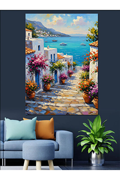 KanvasSepeti Kıyı Kasabası Yüksek kaliteli yağlı boya dokulu Kanvas Canvas Ta...