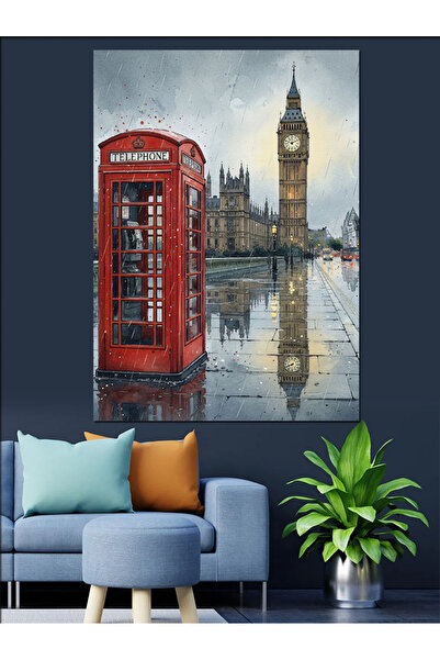 KanvasSepeti Telefon roșu Pictură în ulei de înaltă calitate texturat Canvas ...