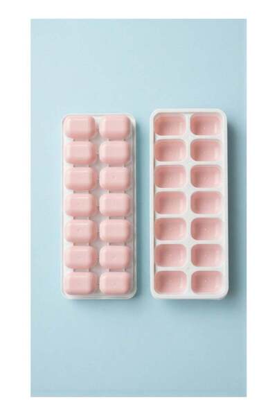 Roomlyne Silicone Ice Cube Trays with Lids - Pink (Set of 2)