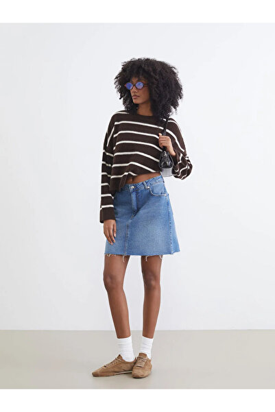 LC Waikiki Crew Neck Striped Oversize Women's Knitwear Sweater