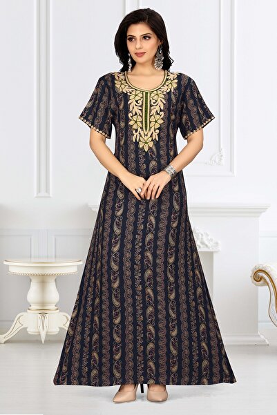 Zainah Premium Hand Embroidered Jallabiya / Kaftan Maxi Dress | Short Sleeve,...