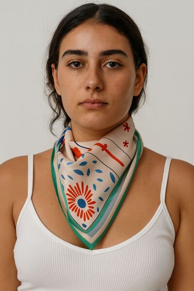 Mavi Masal Floral Patterned Scarf Masalscarf