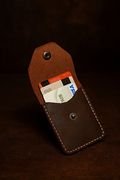 Colermi Genuine Leather Handmade Vintage Card Holder – Small Size Minimalist Wallet – 6 Card Capacity Card Holder