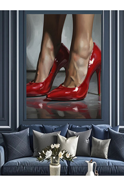 KanvasSepeti Κόκκινες γόβες Υψηλής ποιότητας ελαιογραφία Με υφή Καμβάς Καμβάς...