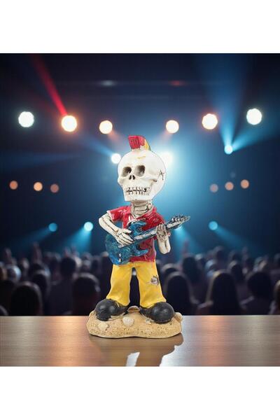 e-life shop Gotik Tasarım Kurukafa Gitarcı Müzisyen Heykel Masaüstü Biblo 19 ...