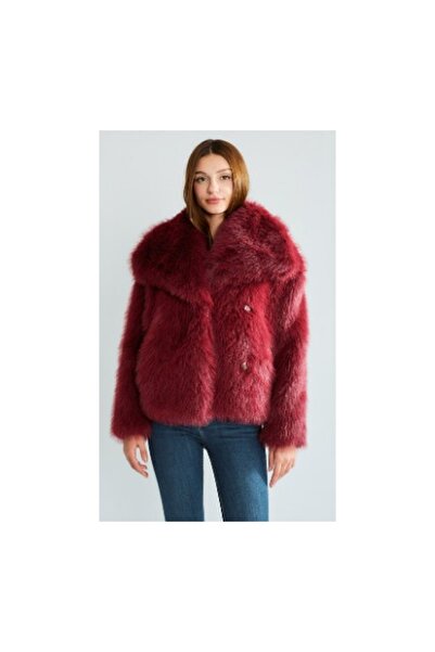 Octagon Fur Burgundy Shawl Collar