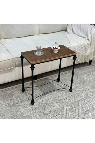 terndat Brown wood top serving table