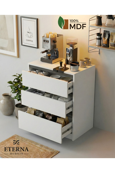 Eterna Mobilya Çekmeceli Kahve Köşesi | Çekmeceli Çok Amaçlı Dolap | Çekmecel...
