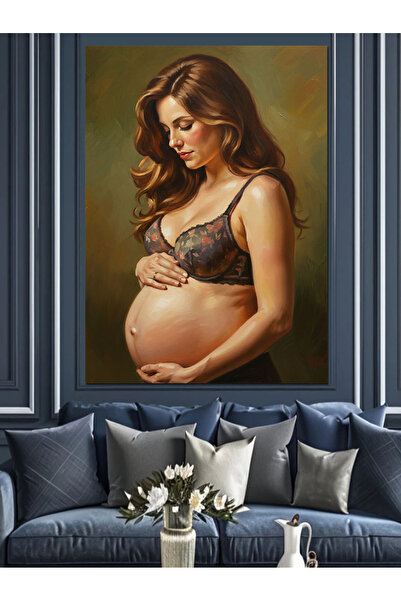 KanvasSepeti Femeie însărcinată Pictură în ulei de înaltă calitate texturat C...