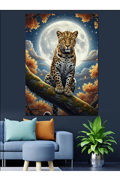 KanvasSepeti Leopard în copac Pictură în ulei de înaltă calitate texturat Can...