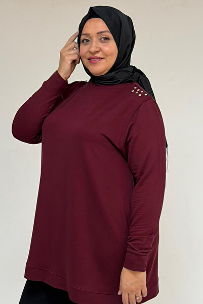 Eslina 58171 Κρυστάλλινο τουνίκ με πέτρινη λεπτομέρεια στον ώμο - Βουργουνδία