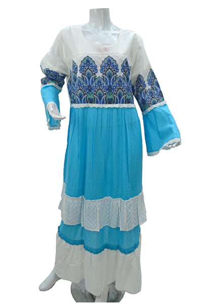 Zainah فستان ماكسي من الجلابية/القفطان من القطن الخالص | تنورة بكشكشة متدرجة ...