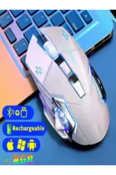 OEM Wireless Rechargeable Gaming Mouse, Bluetooth, Silent, RGB, USB E-Sports – White