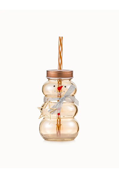 LC Waikiki Snowman Figured Glass Cup with Straw 250 ml