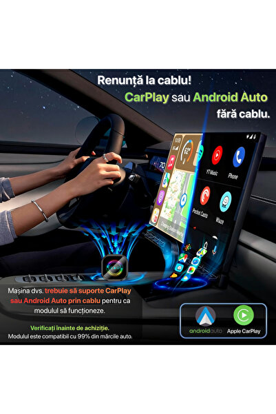 Niru Adaptor Auto Wireless AirDrive Q Android – CarPlay, Android Auto fara fir + Netflix/YouTube