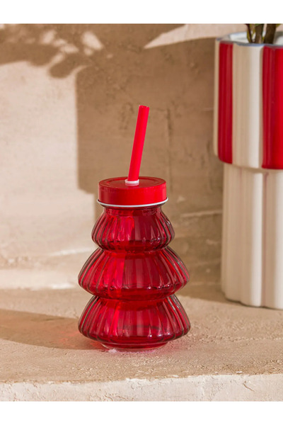 LC Waikiki Glass with Tree Figure and Straw 200 ml