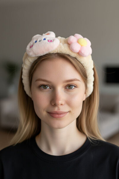 KANİNCHEN Banda de păr elastică pentru spălarea feței Super Soft Spa pentru f...