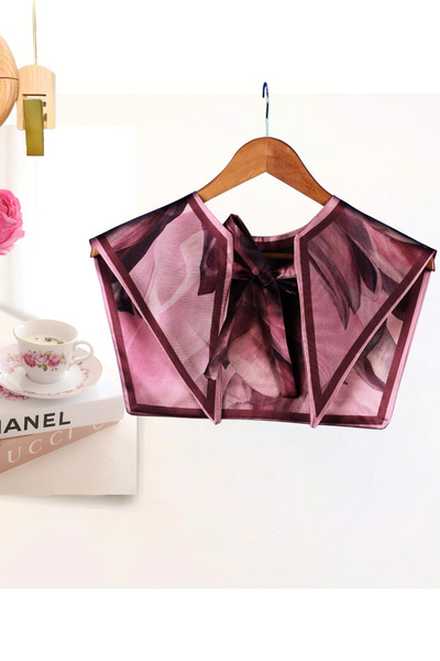 nurfemina Şal de umăr romantic cu model de flori în acuarelă de lux |   Guler de umăr Haute Couture