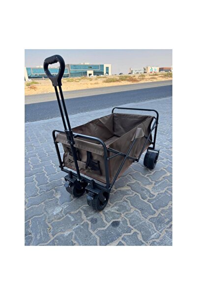 Tradeo Foldable Heavy-Duty Utility Wagon Cart with Telescopic Handle and All-Terrain Wheels – Brown, XL Pro