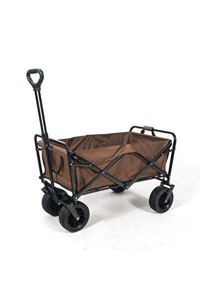 Tradeo Foldable Heavy-Duty Utility Wagon Cart with Telescopic Handle and All-Terrain Wheels – Brown, XL Pro