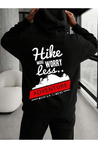 LAVİTTA سويت شيرت للجنسين مطبوع ذو طابع الجبال والمغامرة