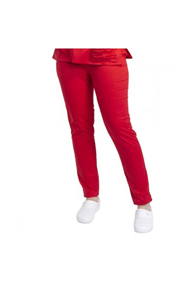 LifeStyle Medical Women's medical suit, blouse and pants with elastic, tercot, L, red