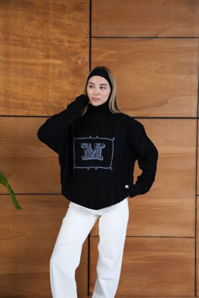 GİYSİ DÜNYASI 57 Triko Fabric Patterned High Neck Sweater