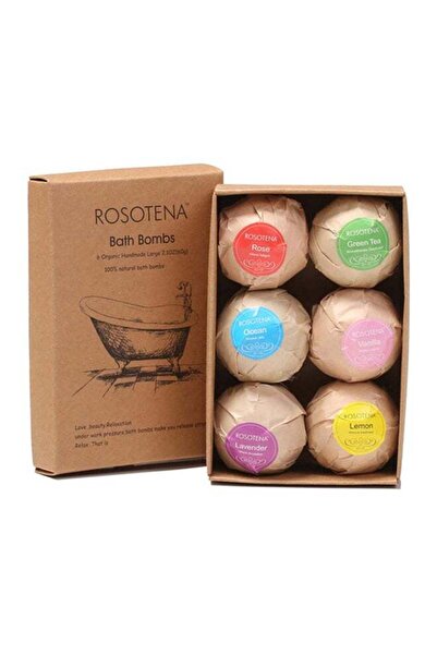 ROSOTENA مجموعة هدايا قنابل الاستحمام العضوية، 6 قطع، متعددة الألوان، 60 جرامًا