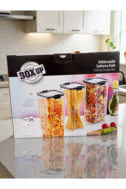 BOXup 3’lü Şeffaf Kristal Saklama Kabı 1800 ml x3– Büyük Kapasiteli Gıda Depo...