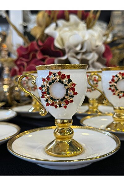 LOKMAN ZÜCCACİYE 6 Personalized Special Design Christmas Concept Bronze Coffee Cup Set 90 ml